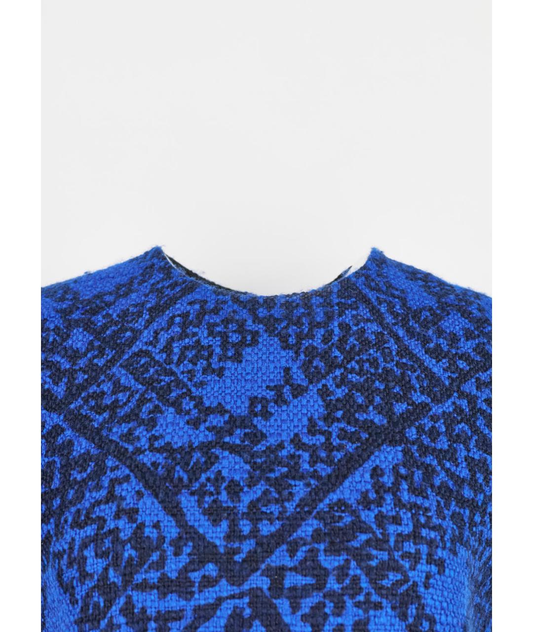 SAINT LAURENT Синее шерстяное повседневное платье, фото 3