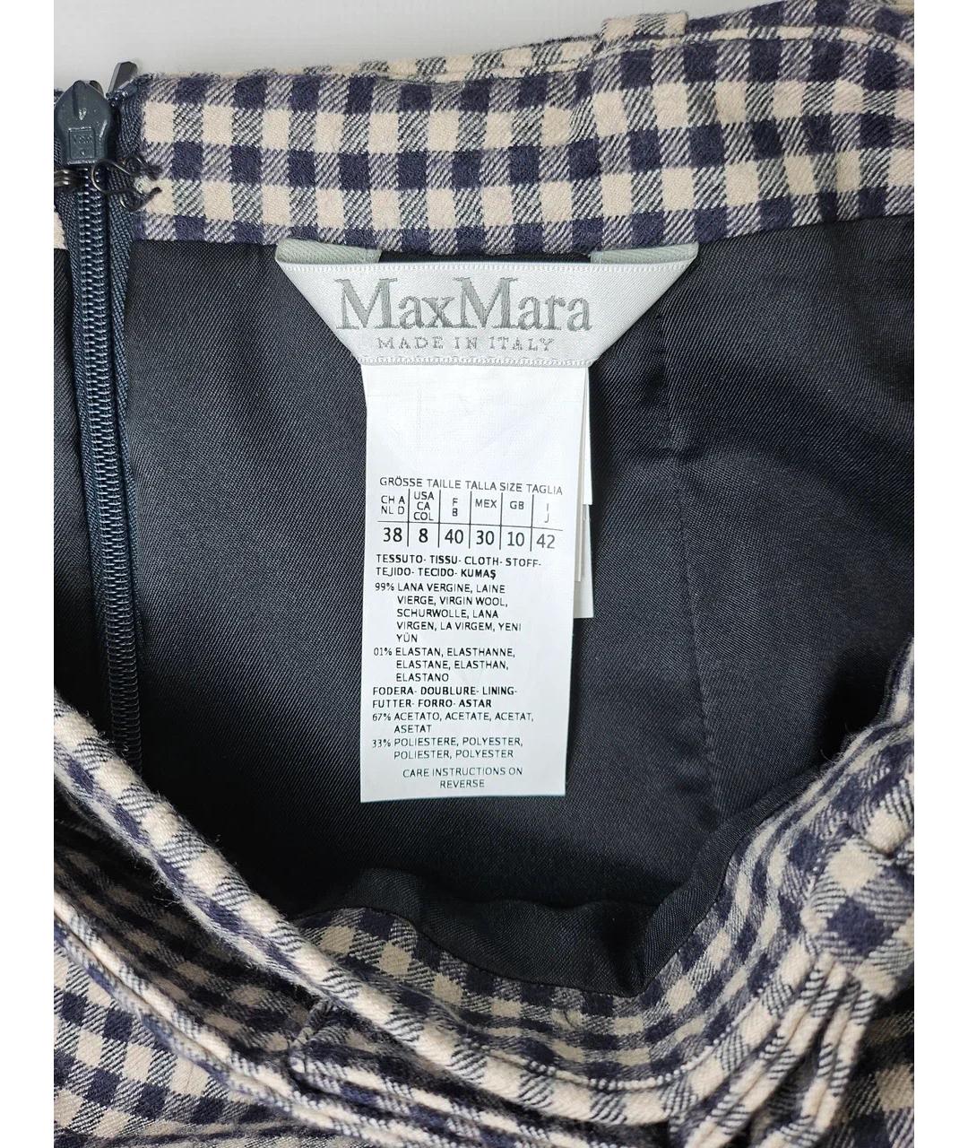 MAX MARA Синяя шерстяная юбка миди, фото 4