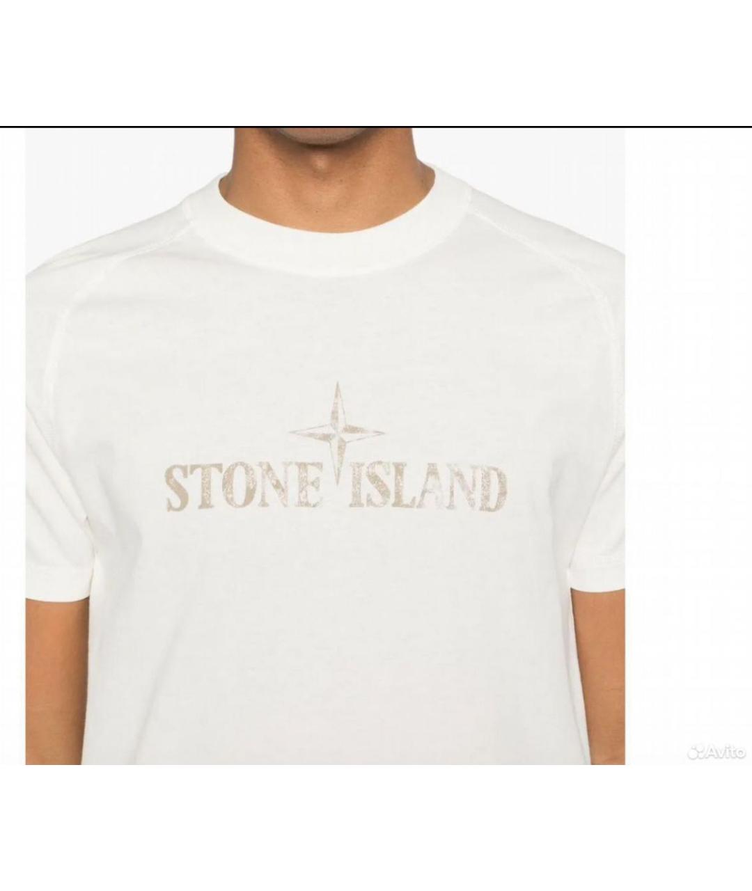 STONE ISLAND Белая хлопковая футболка, фото 2