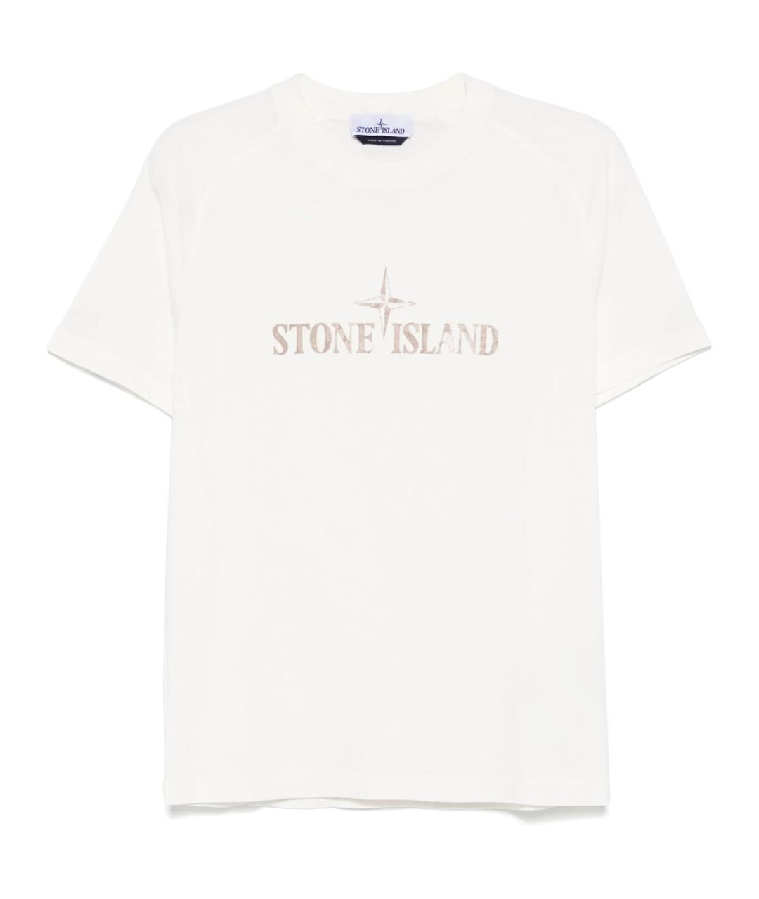 STONE ISLAND Белая хлопковая футболка, фото 1