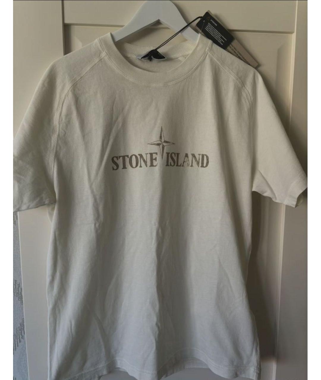 STONE ISLAND Белая хлопковая футболка, фото 3