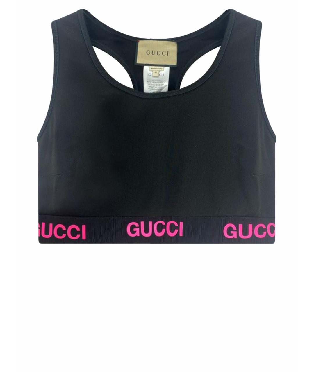 GUCCI Черная хлопко-эластановая майка, фото 1