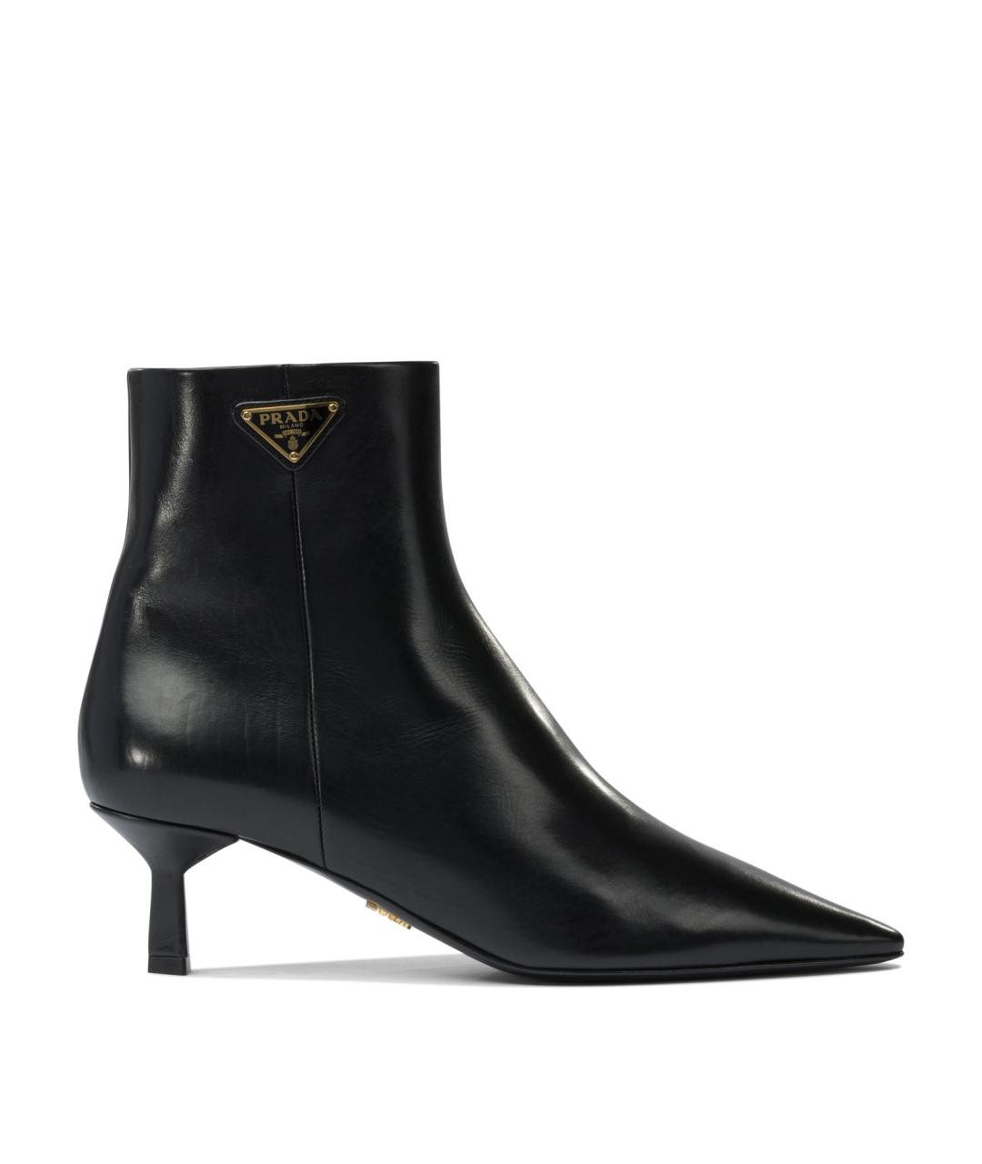 PRADA Черные кожаные ботильоны, фото 1