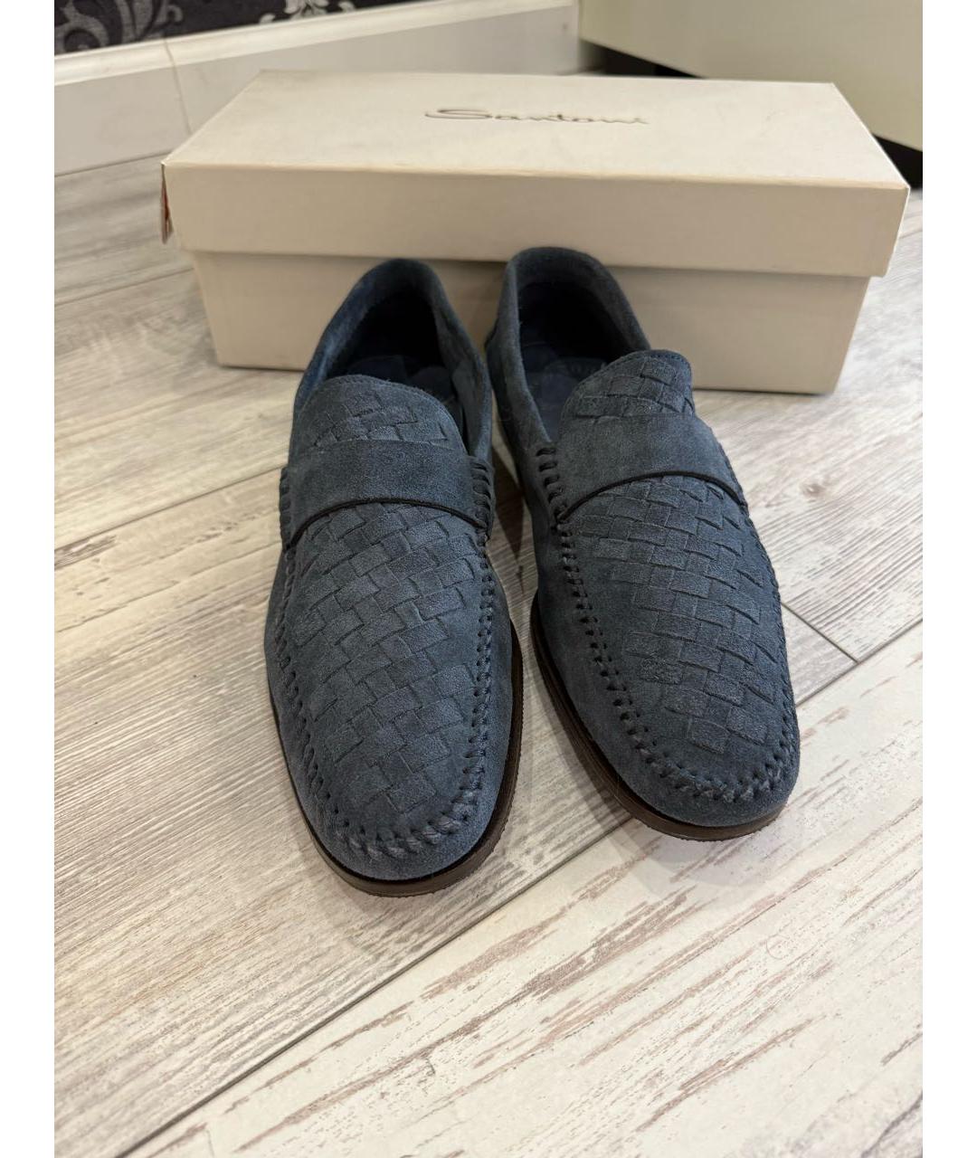 SANTONI Антрацитовые замшевые лоферы, фото 5