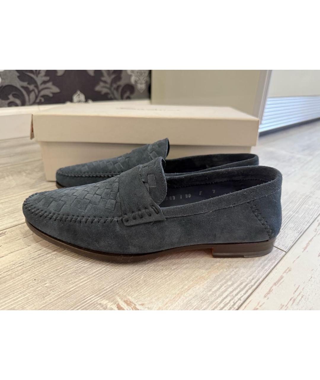 SANTONI Антрацитовые замшевые лоферы, фото 9