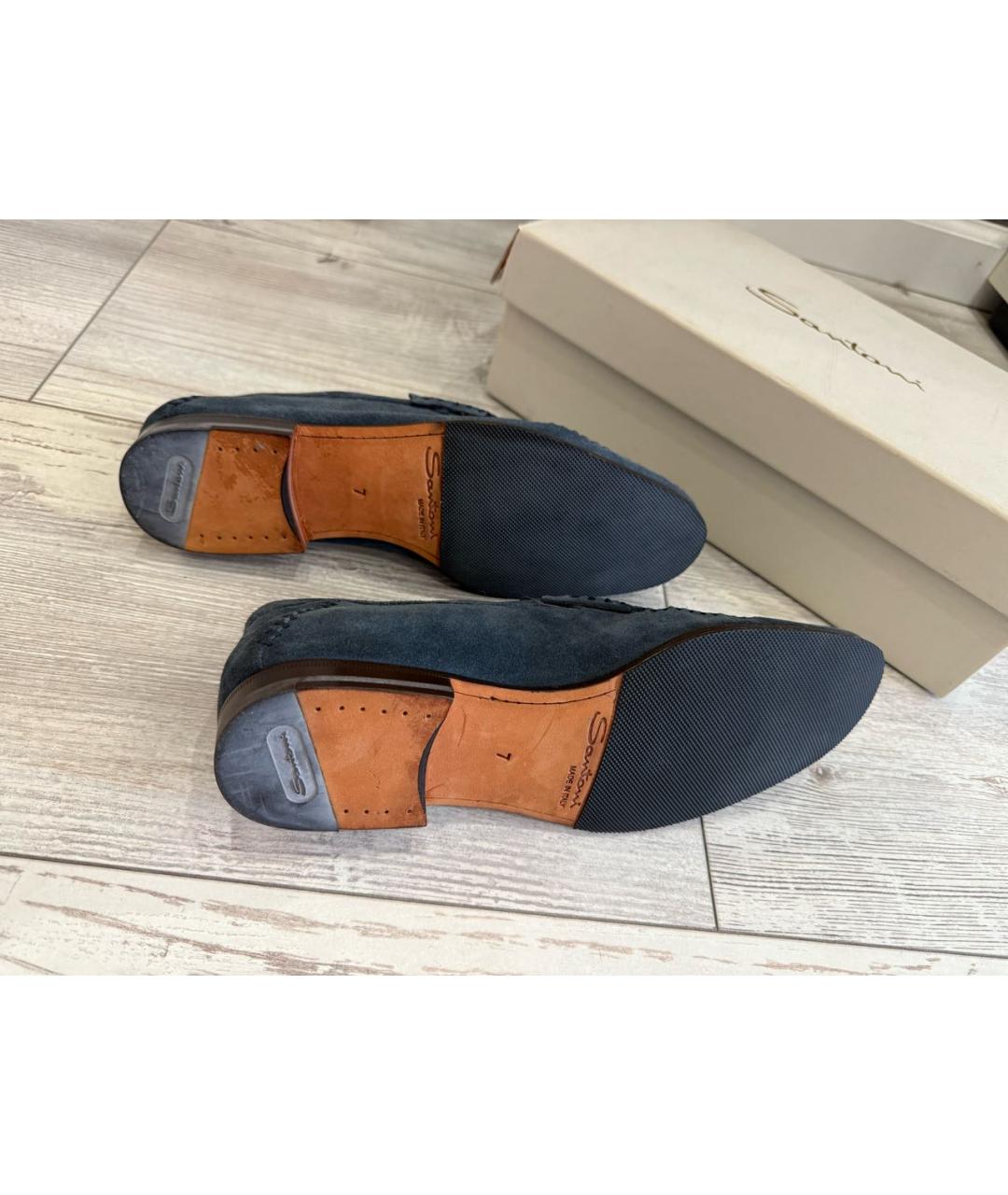 SANTONI Антрацитовые замшевые лоферы, фото 6