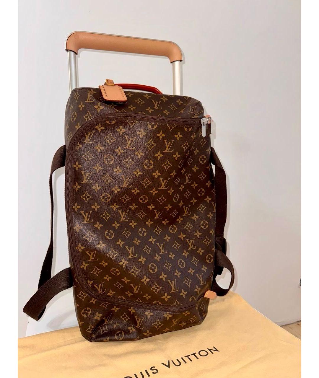 LOUIS VUITTON Коричневый кожаный чемодан, фото 2