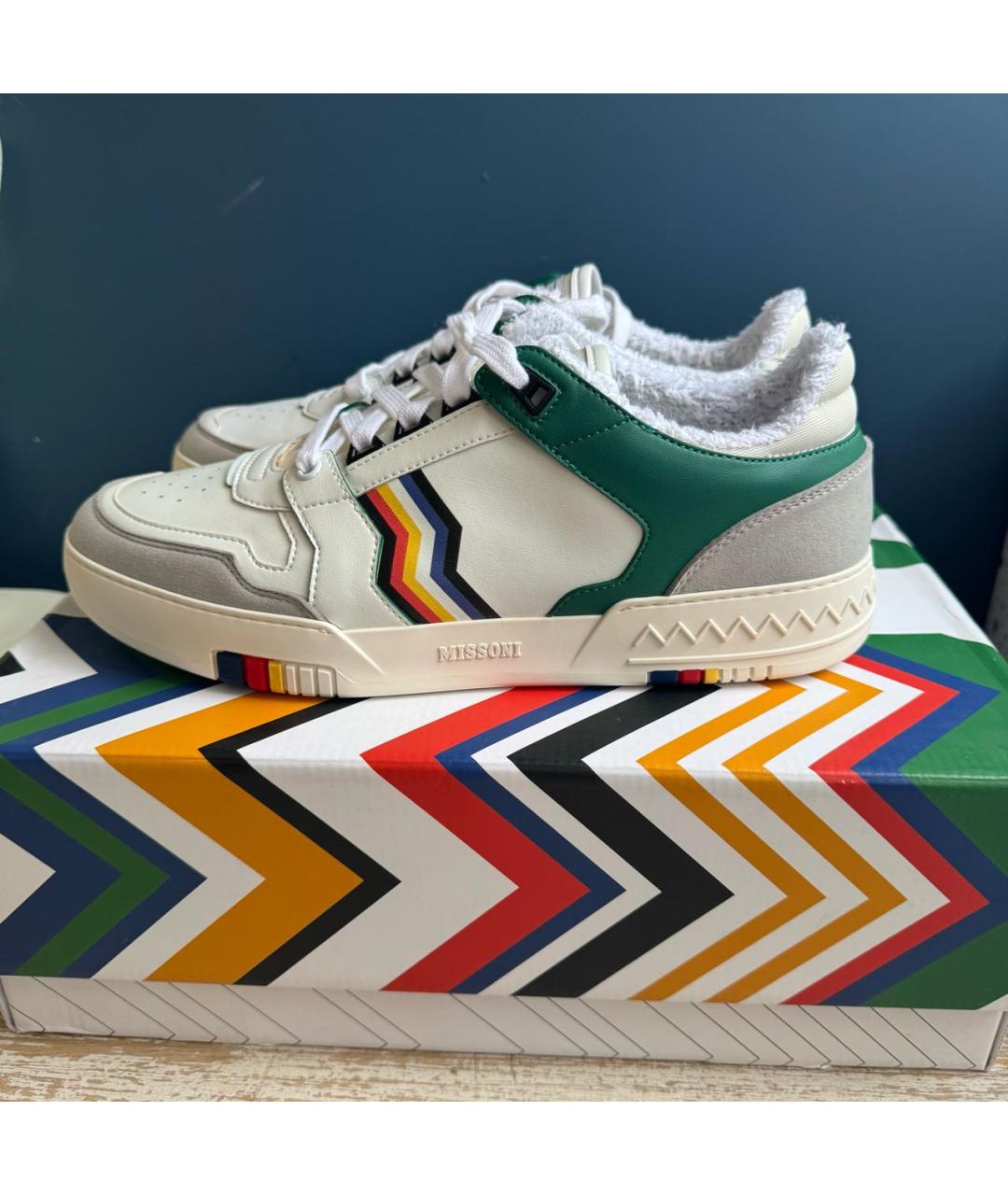 MISSONI Белые низкие кроссовки / кеды из искусственной кожи, фото 9