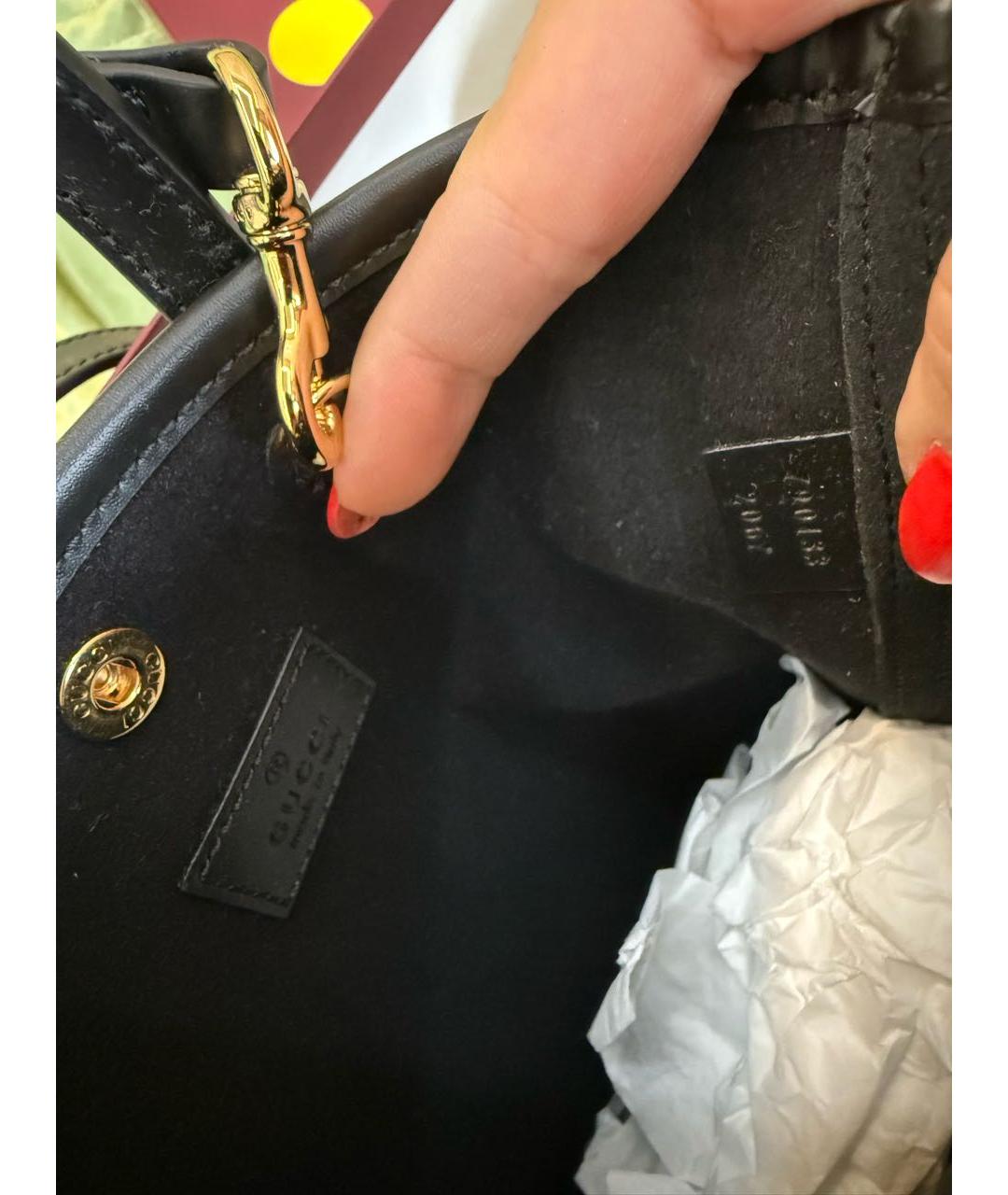 GUCCI Черная кожаная сумка через плечо, фото 4