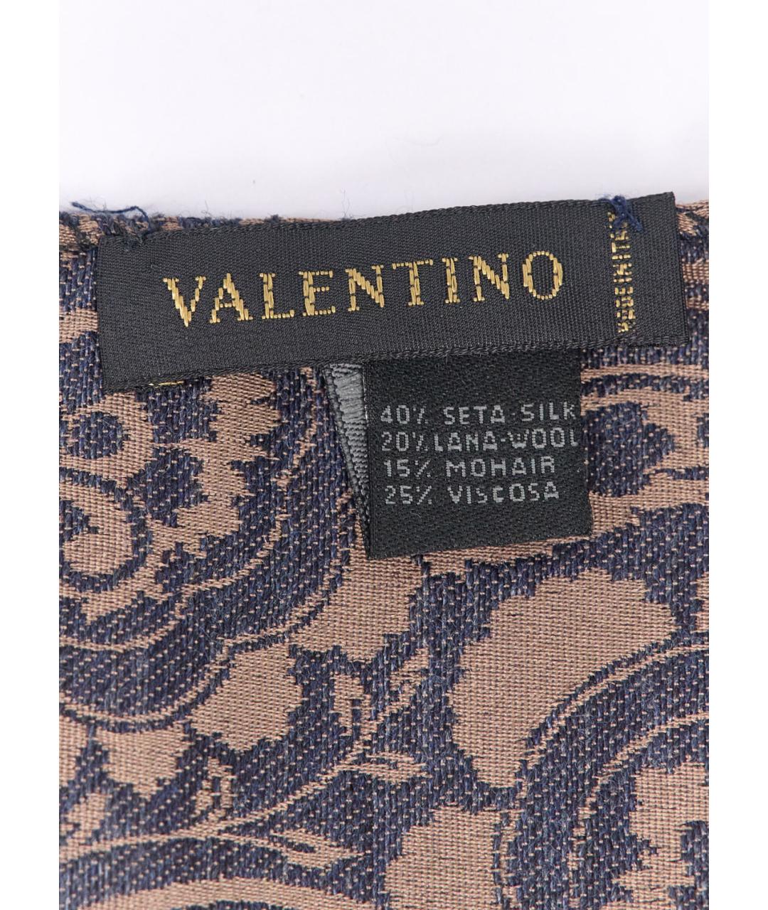 VALENTINO Коричневый шелковый шарф, фото 4