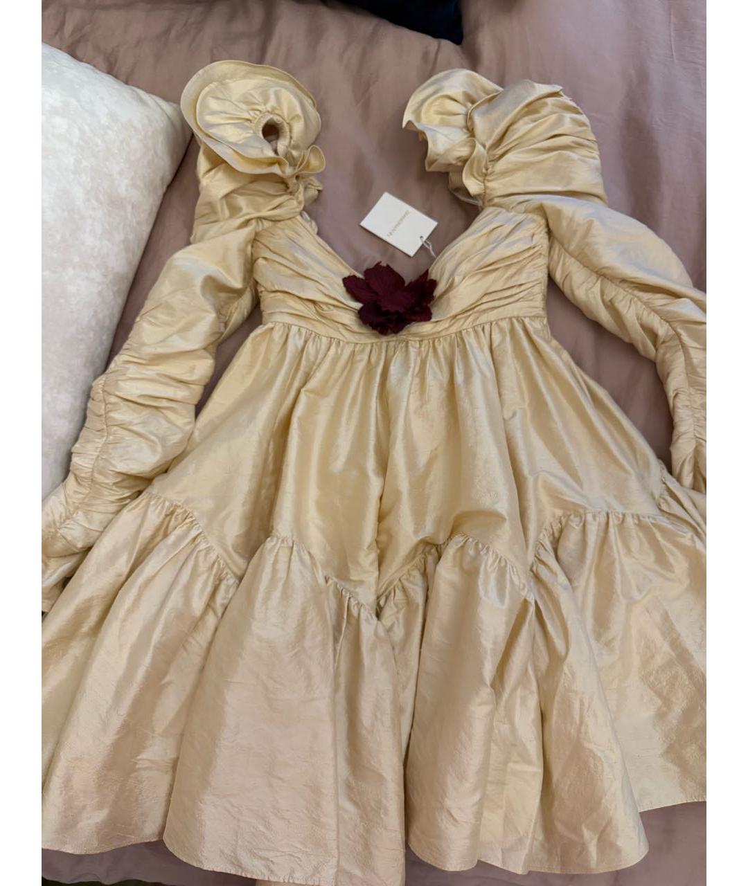 ZIMMERMANN Бежевое шелковое коктейльное платье, фото 4
