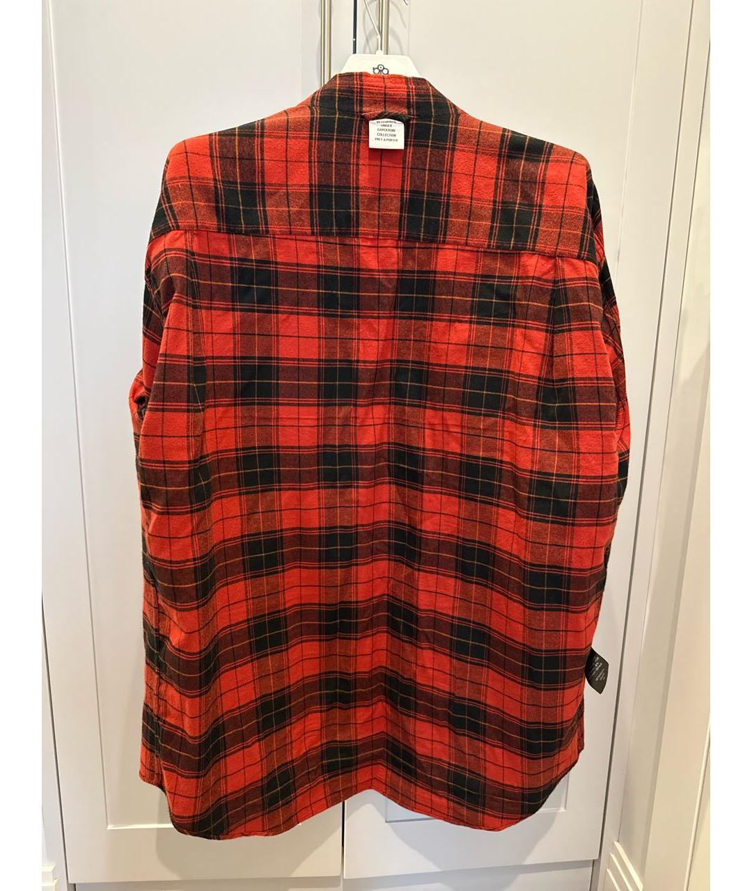 VETEMENTS Красная хлопковая кэжуал рубашка, фото 3