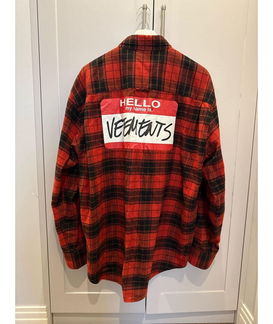 VETEMENTS Красная хлопковая кэжуал рубашка, фото 2
