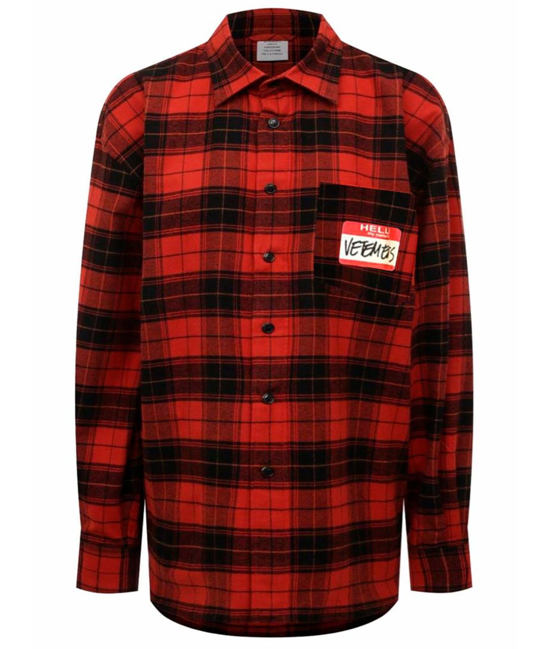 VETEMENTS Красная хлопковая кэжуал рубашка, фото 1