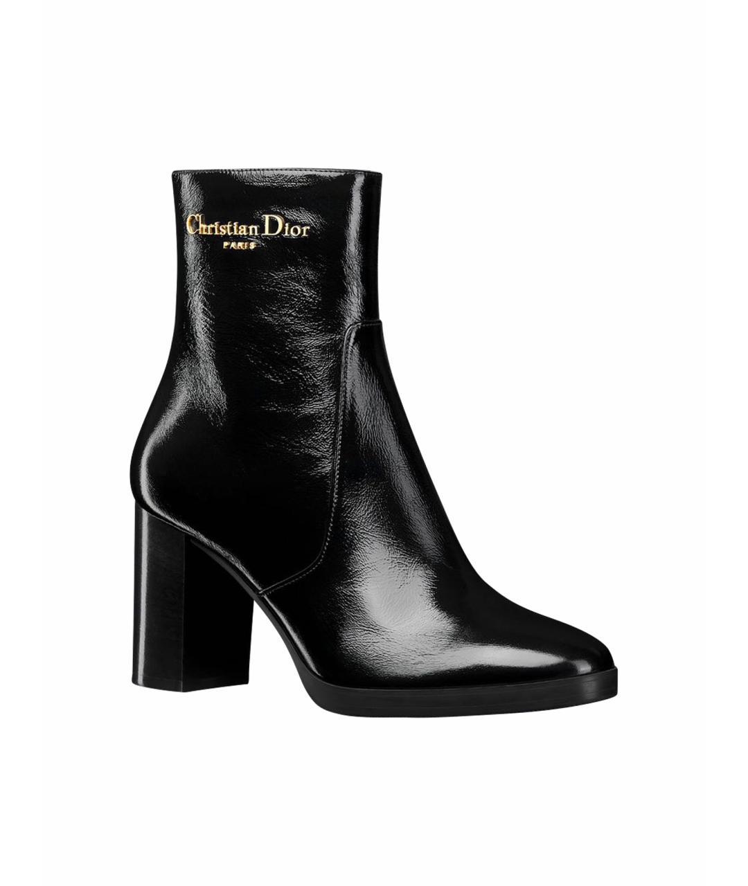 CHRISTIAN DIOR Черные кожаные ботильоны, фото 1