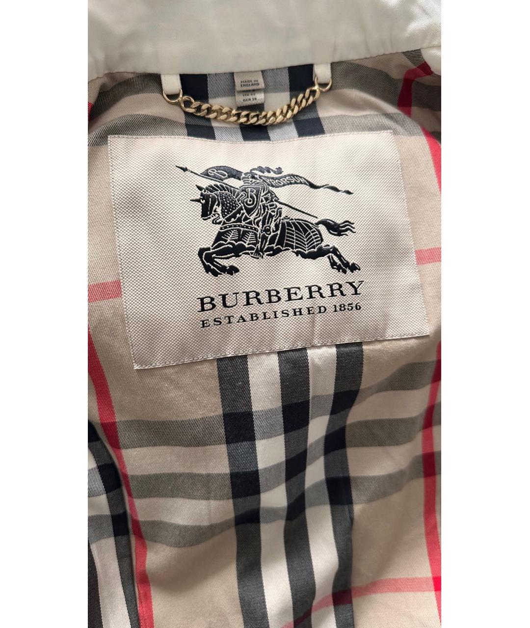 BURBERRY Белый хлопковый тренч/плащ, фото 3