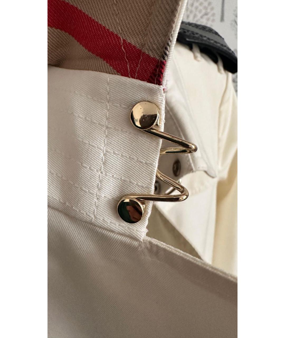 BURBERRY Белый хлопковый тренч/плащ, фото 4