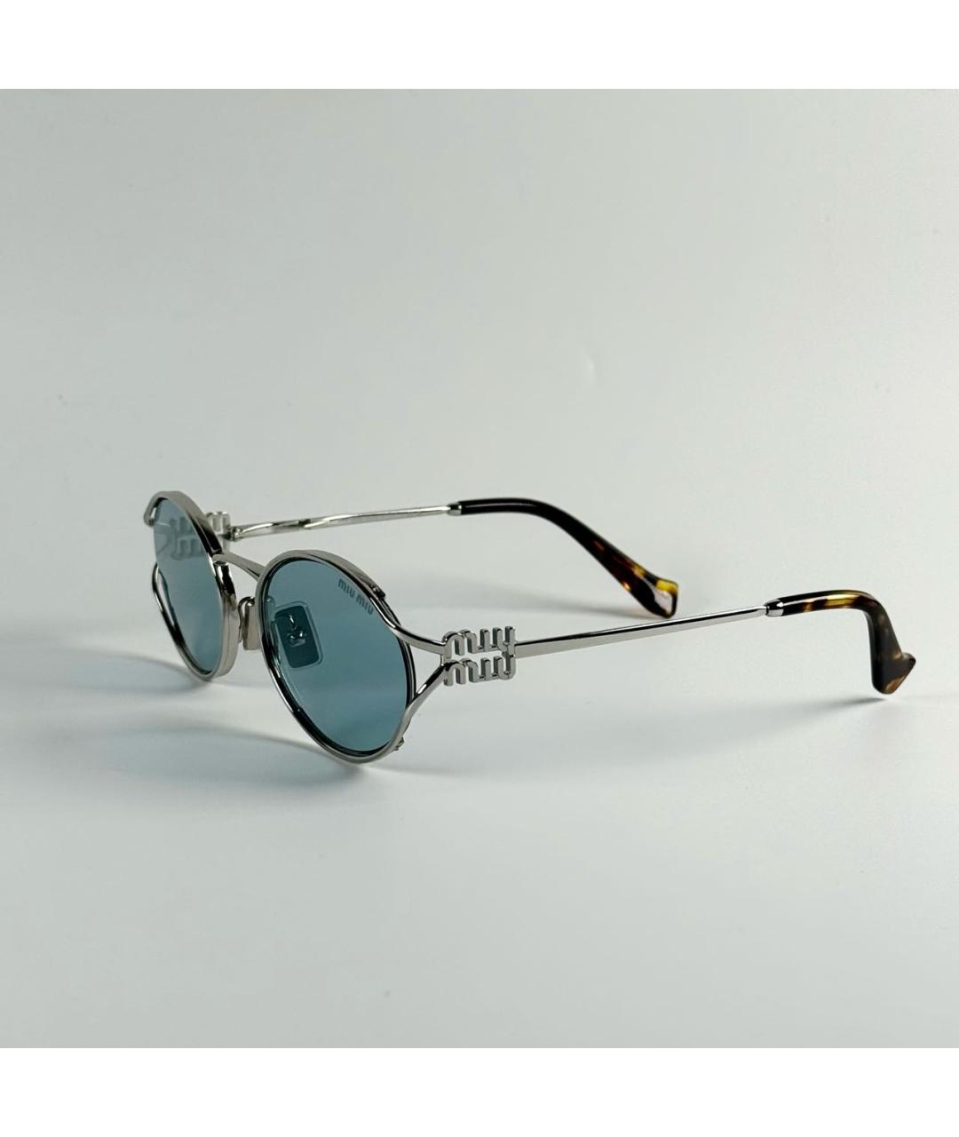 MIU MIU Серебряные металлические солнцезащитные очки, фото 2