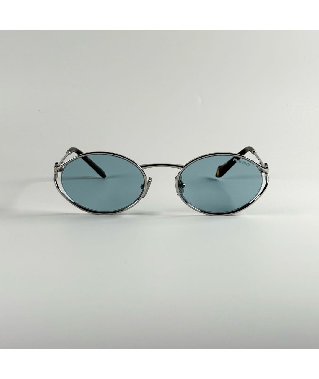 MIU MIU Серебряные металлические солнцезащитные очки, фото 3