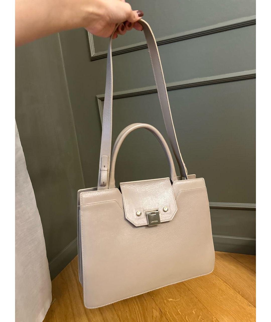 JIMMY CHOO Бежевая кожаная сумка с короткими ручками, фото 7