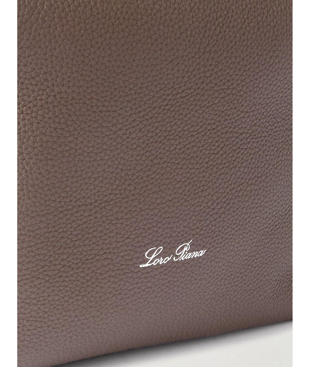 LORO PIANA Коричневая кожаная сумка тоут, фото 7