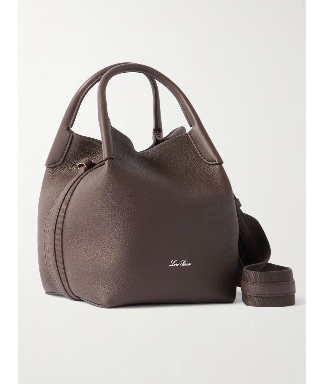 LORO PIANA Коричневая кожаная сумка тоут, фото 8