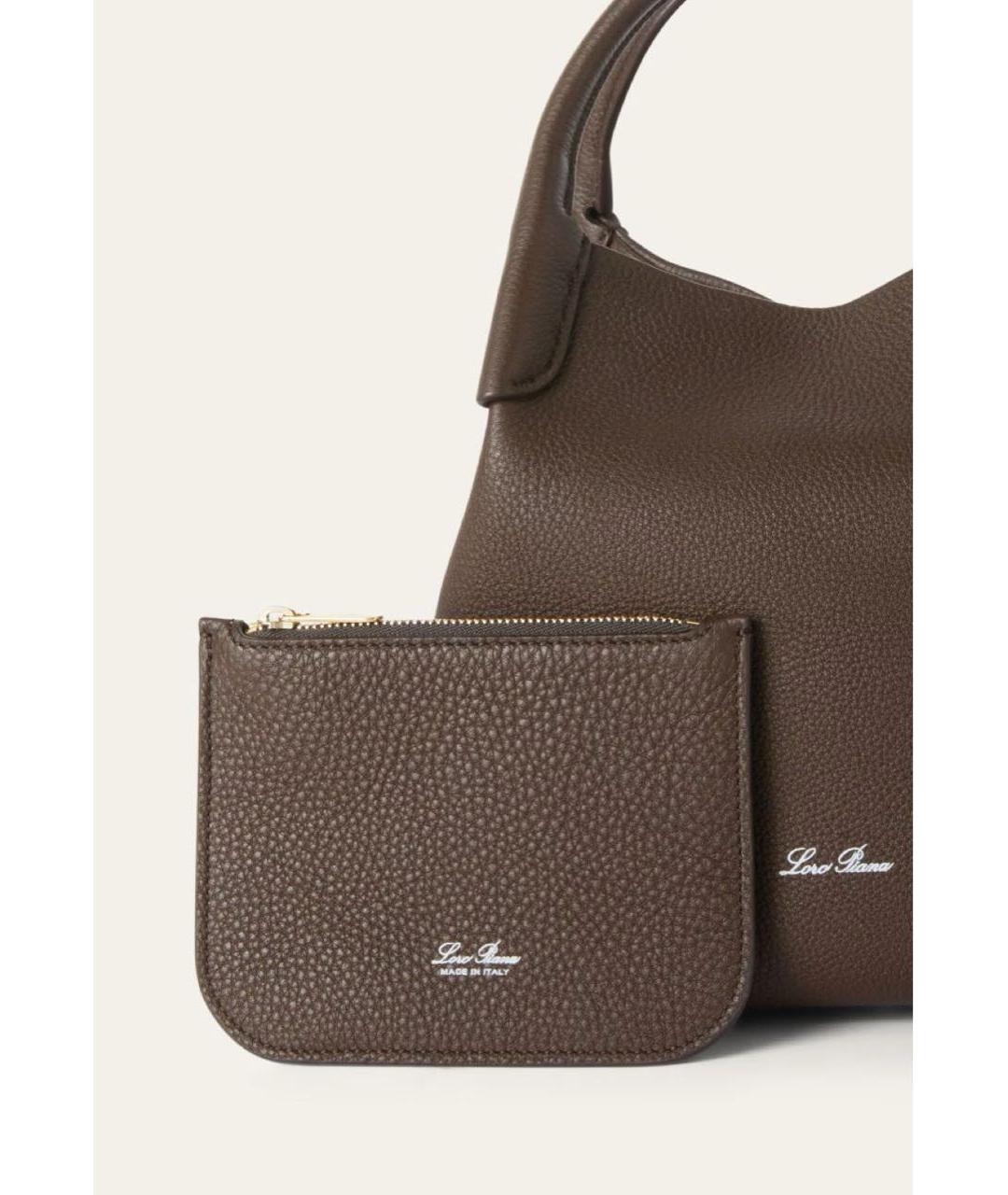 LORO PIANA Коричневая кожаная сумка тоут, фото 3