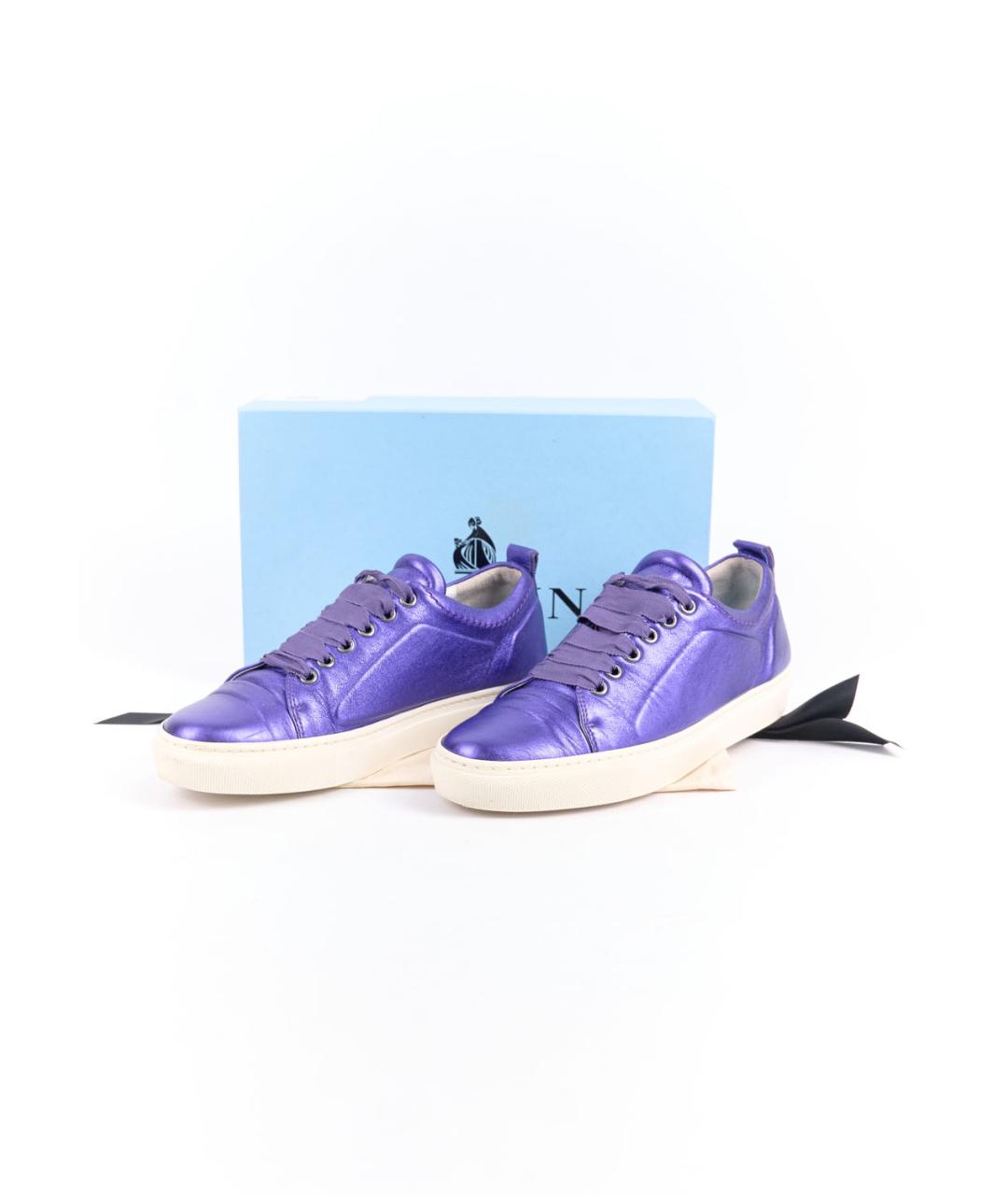 LANVIN Фиолетовые кожаные кеды, фото 5