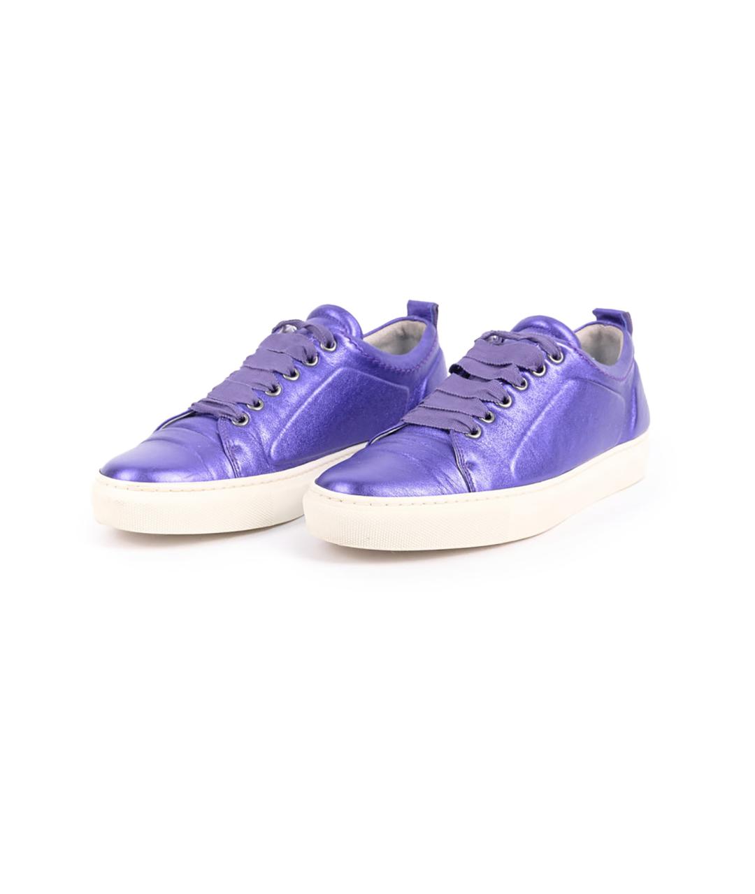 LANVIN Фиолетовые кожаные кеды, фото 2
