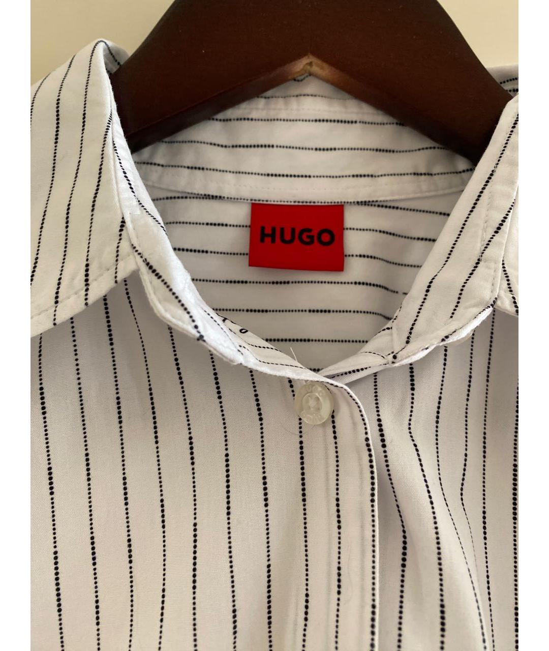 HUGO Белая хлопковая рубашка, фото 4