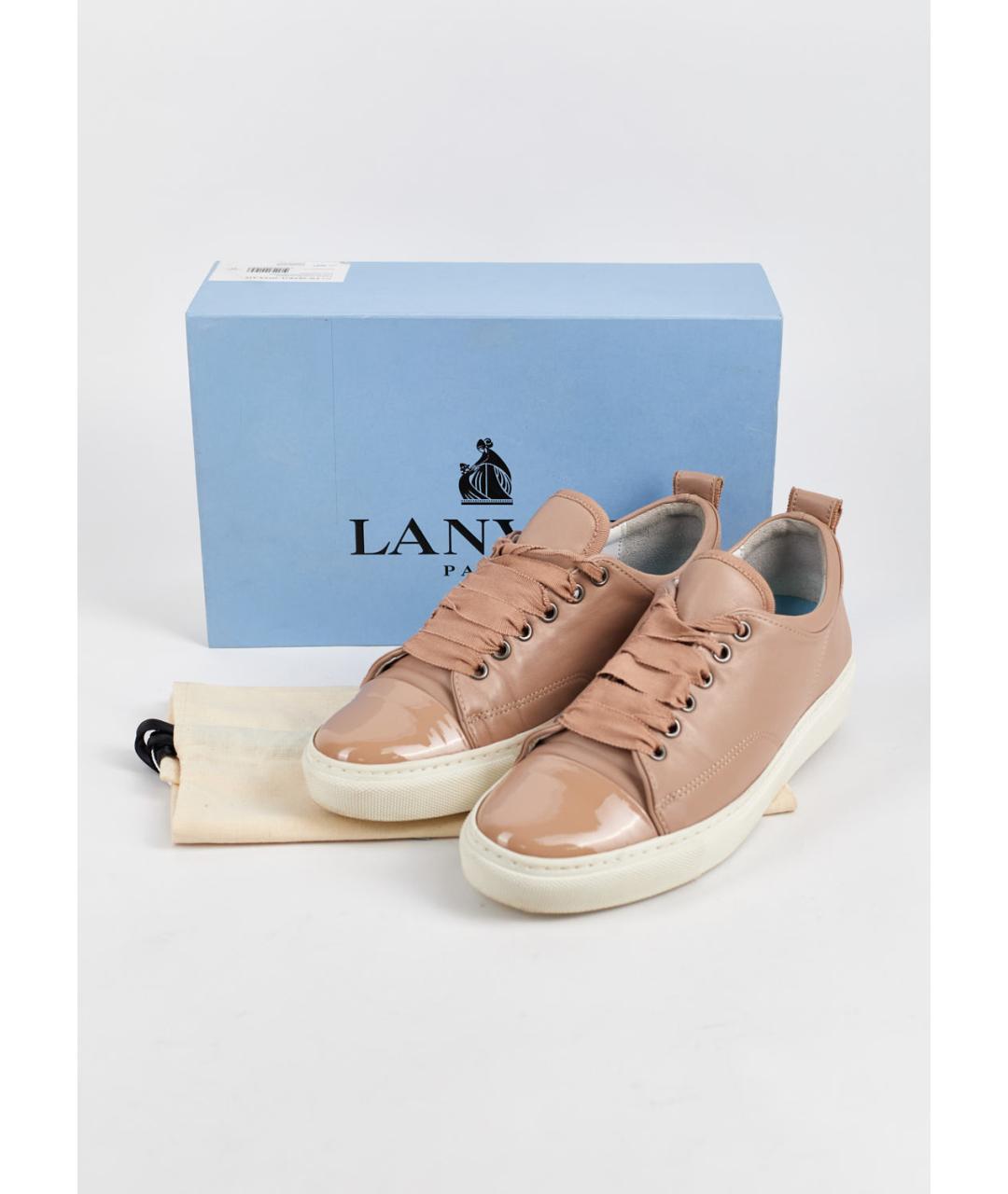 LANVIN Бежевые кожаные кеды, фото 6