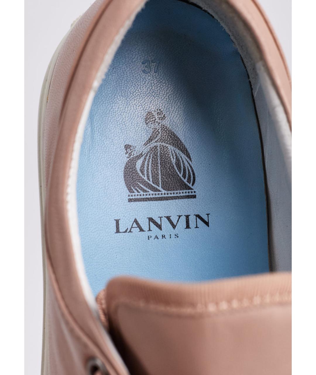 LANVIN Бежевые кожаные кеды, фото 5