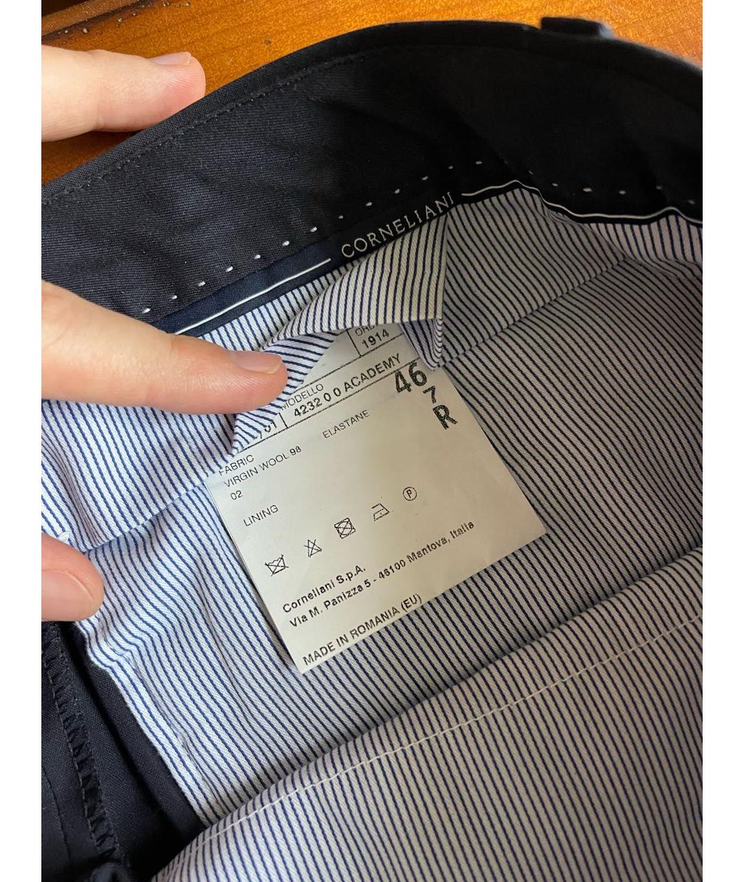 CORNELIANI Темно-синие шерстяные повседневные брюки, фото 6