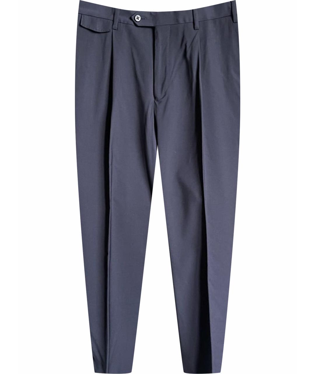 CORNELIANI Темно-синие шерстяные повседневные брюки, фото 1