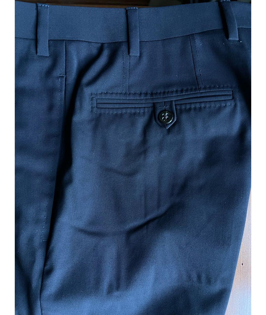 CORNELIANI Темно-синие шерстяные повседневные брюки, фото 4
