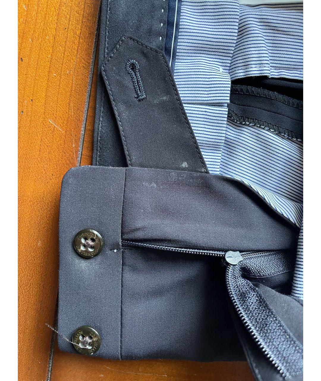 CORNELIANI Темно-синие шерстяные повседневные брюки, фото 8