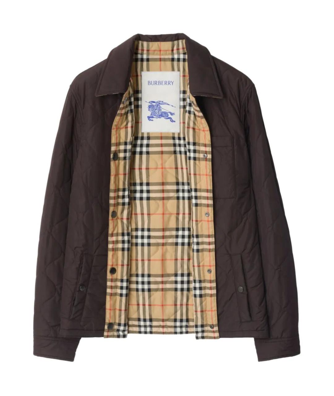 BURBERRY Коричневая полиамидовая куртка, фото 2