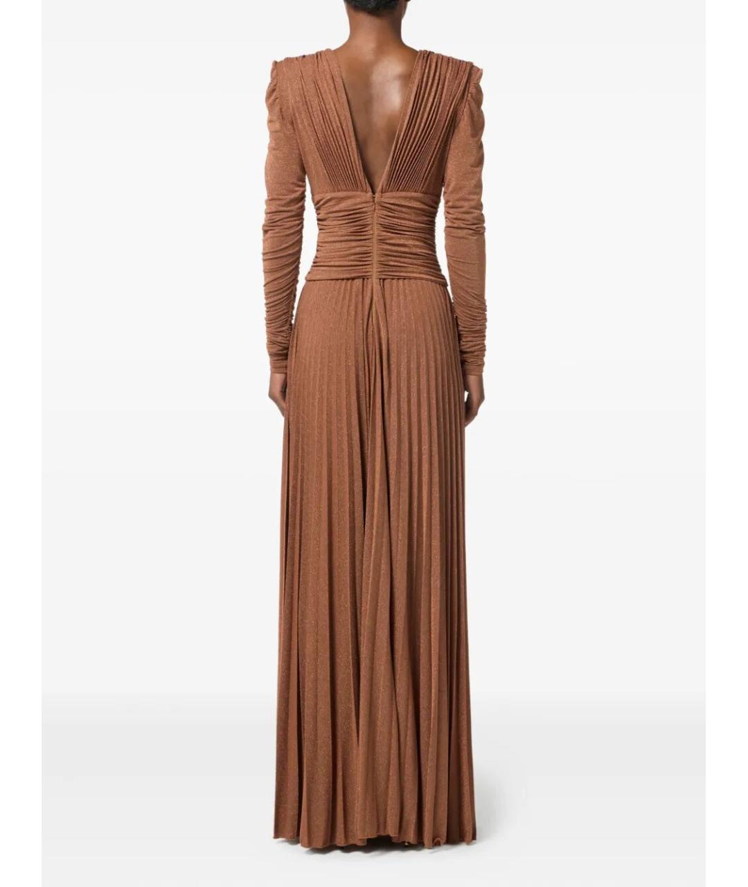 ELISABETTA FRANCHI Коричневое полиэстеровое платье, фото 3