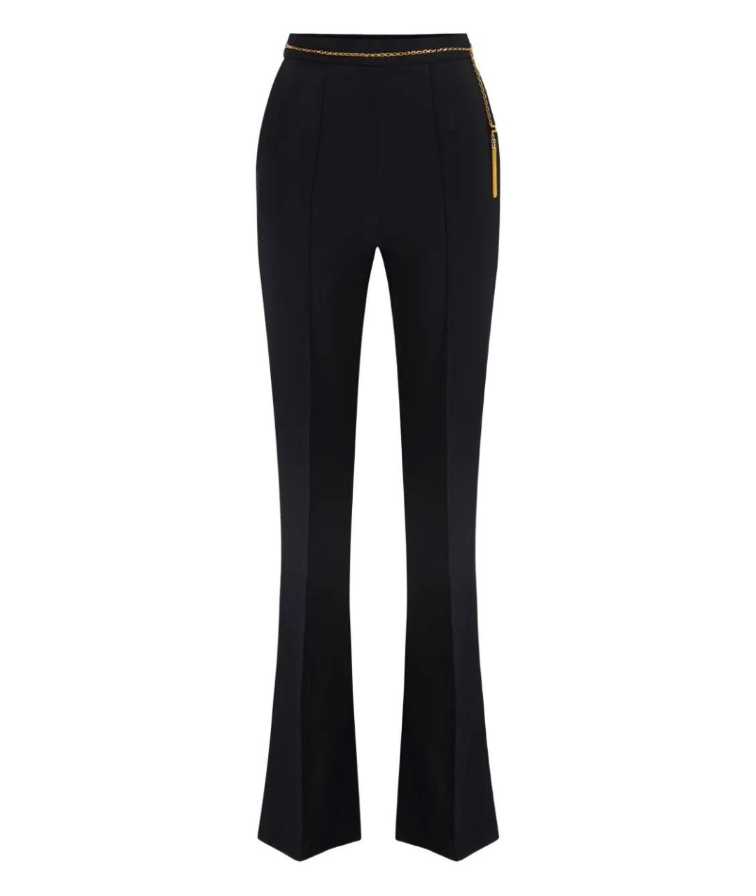 ELISABETTA FRANCHI Черные полиэстеровые прямые брюки, фото 1