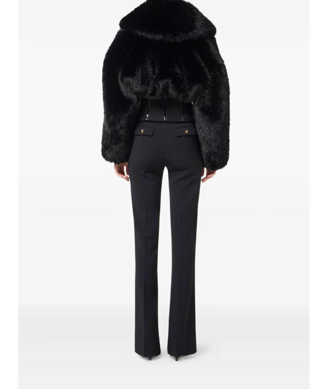 ELISABETTA FRANCHI Черные полиэстеровые прямые брюки, фото 3