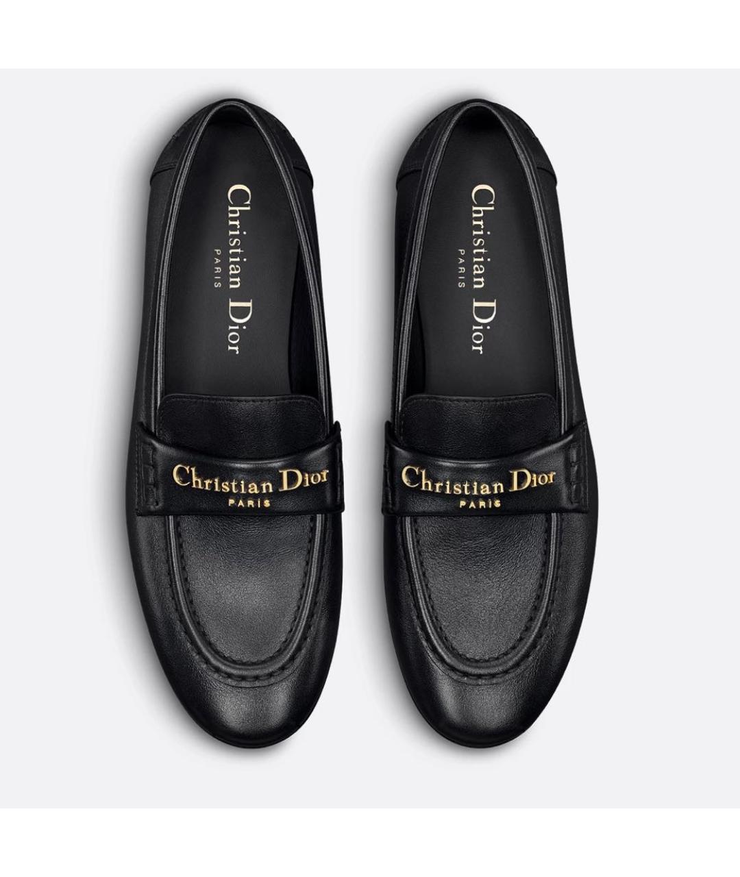 CHRISTIAN DIOR Черные кожаные лоферы, фото 2