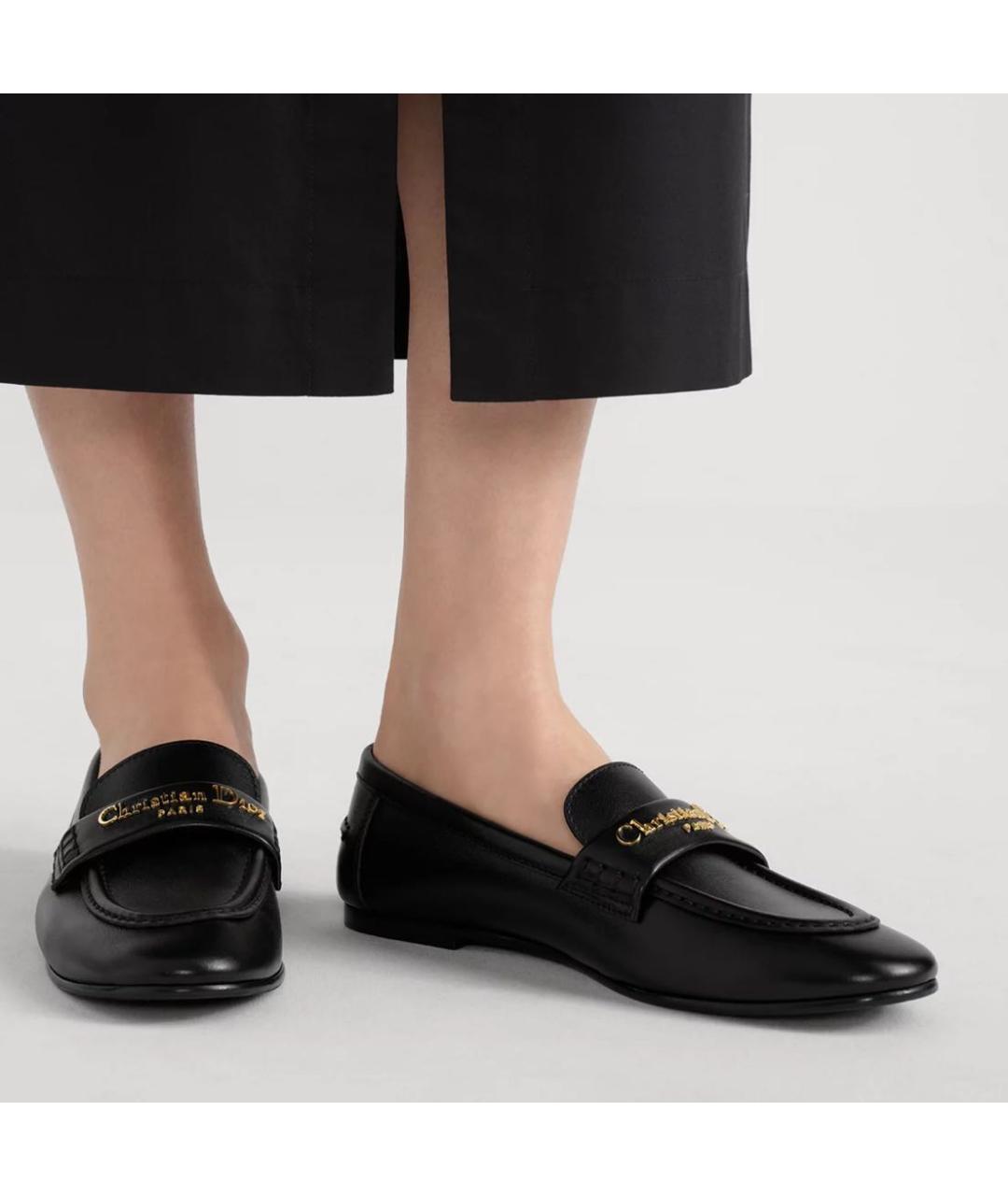 CHRISTIAN DIOR Черные кожаные лоферы, фото 3