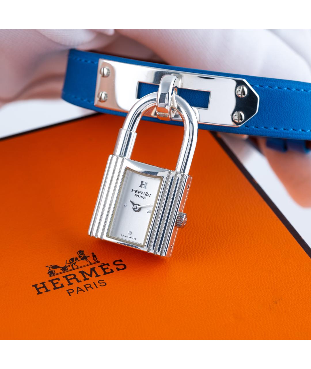 HERMES Синие серебряные часы, фото 7