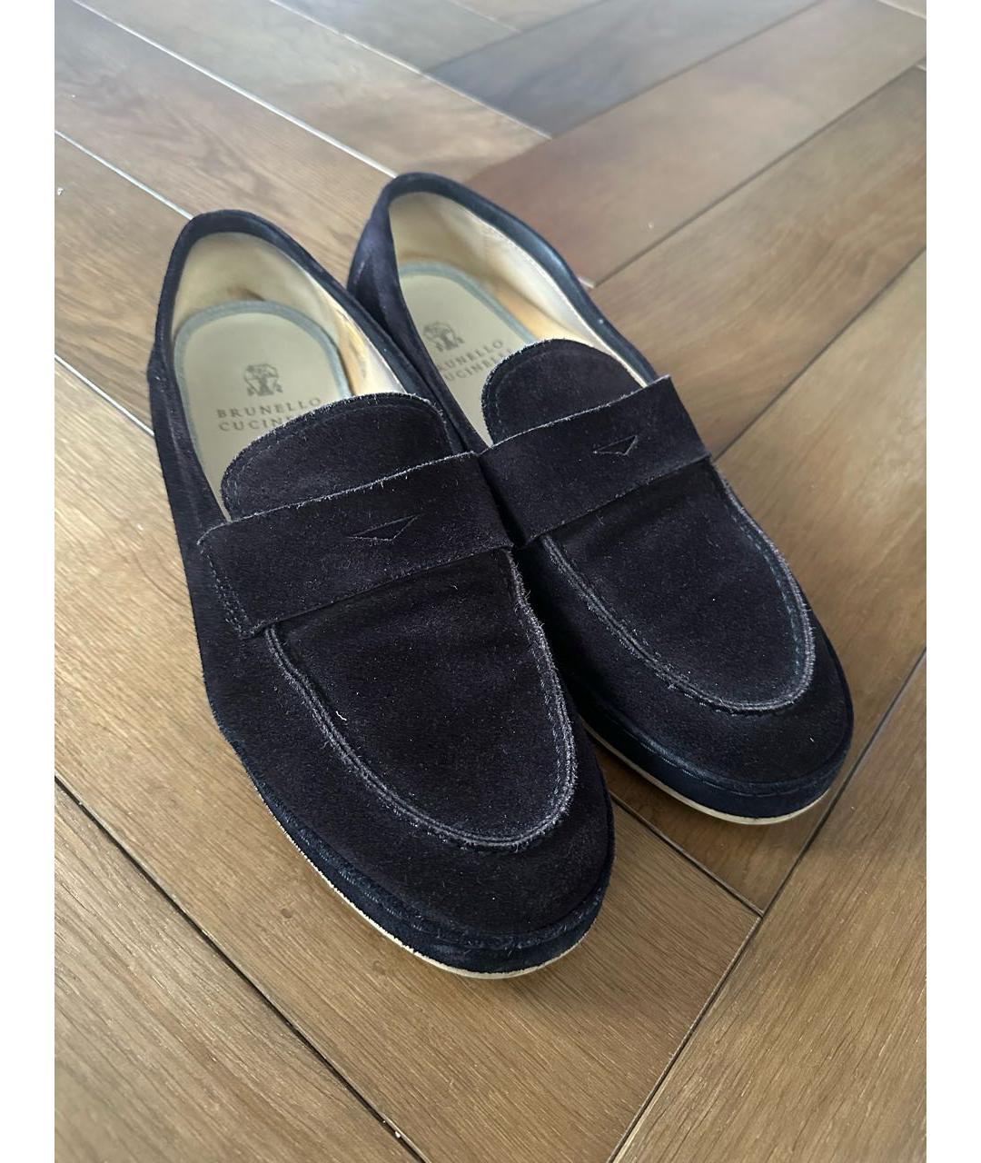 BRUNELLO CUCINELLI Темно-синие замшевые лоферы, фото 2