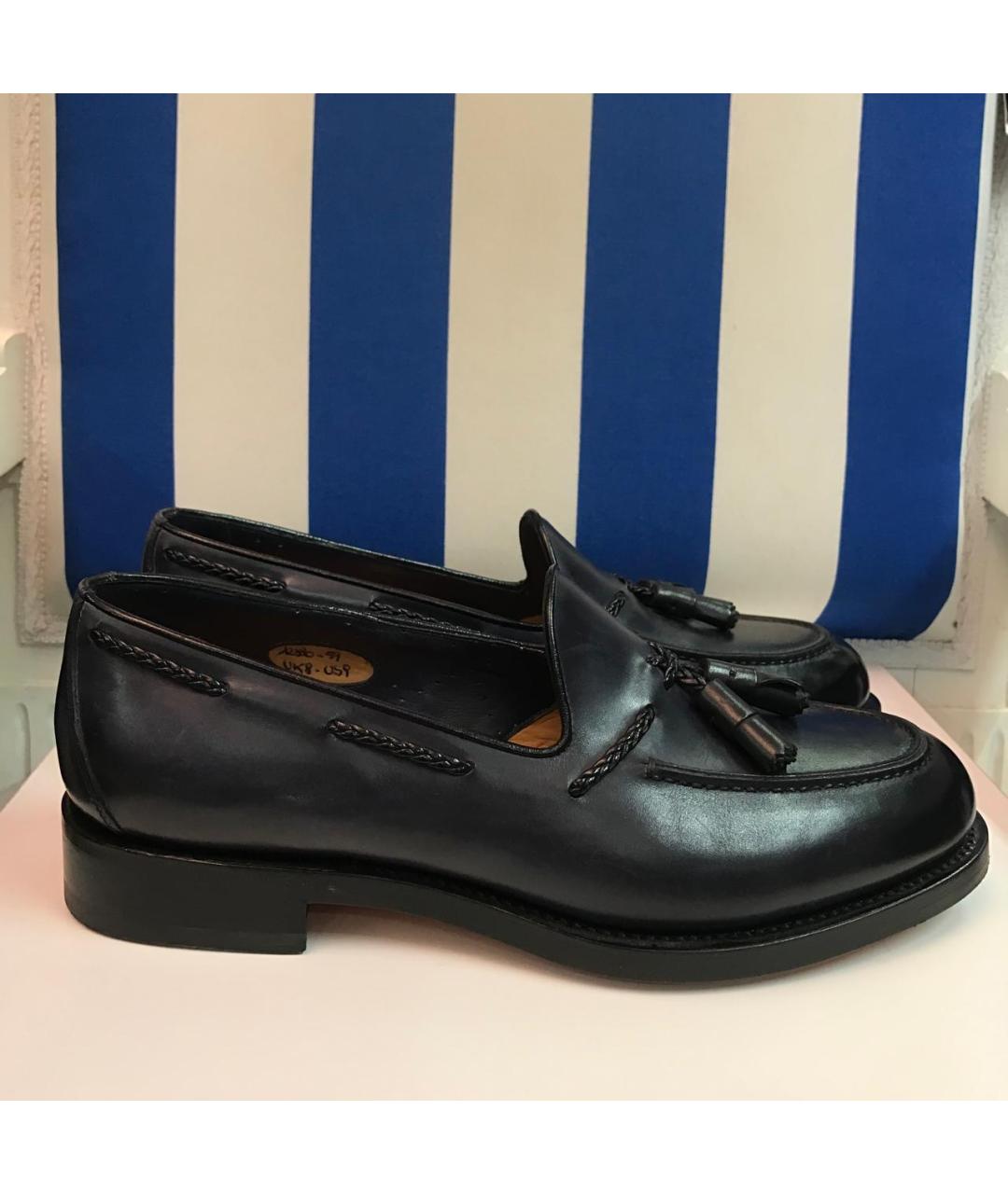 SANTONI Темно-синие кожаные лоферы, фото 8