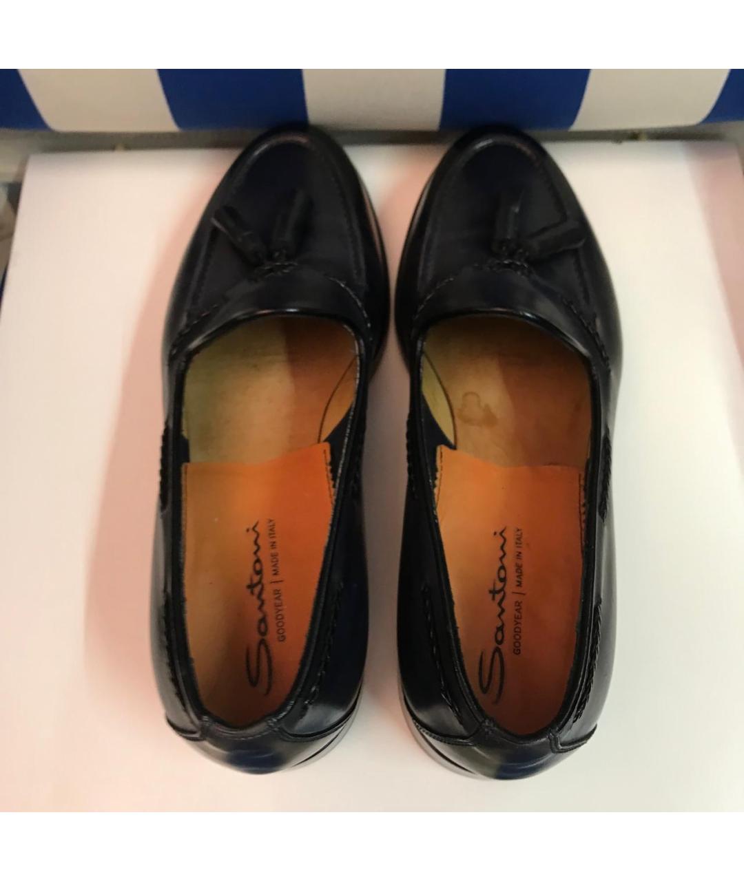 SANTONI Темно-синие кожаные лоферы, фото 3