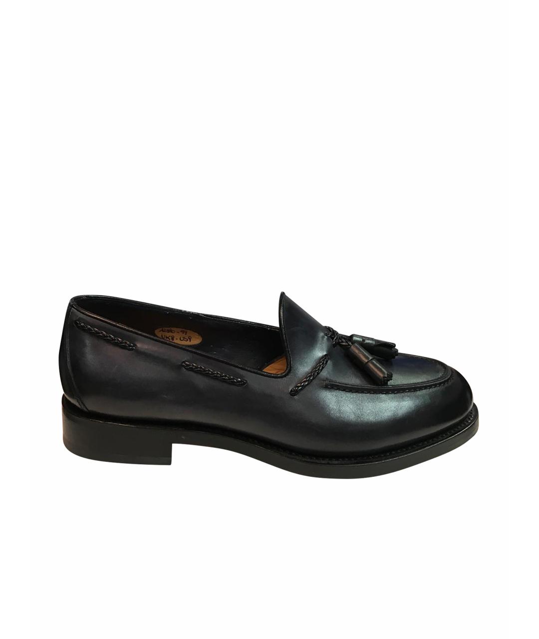 SANTONI Темно-синие кожаные лоферы, фото 1