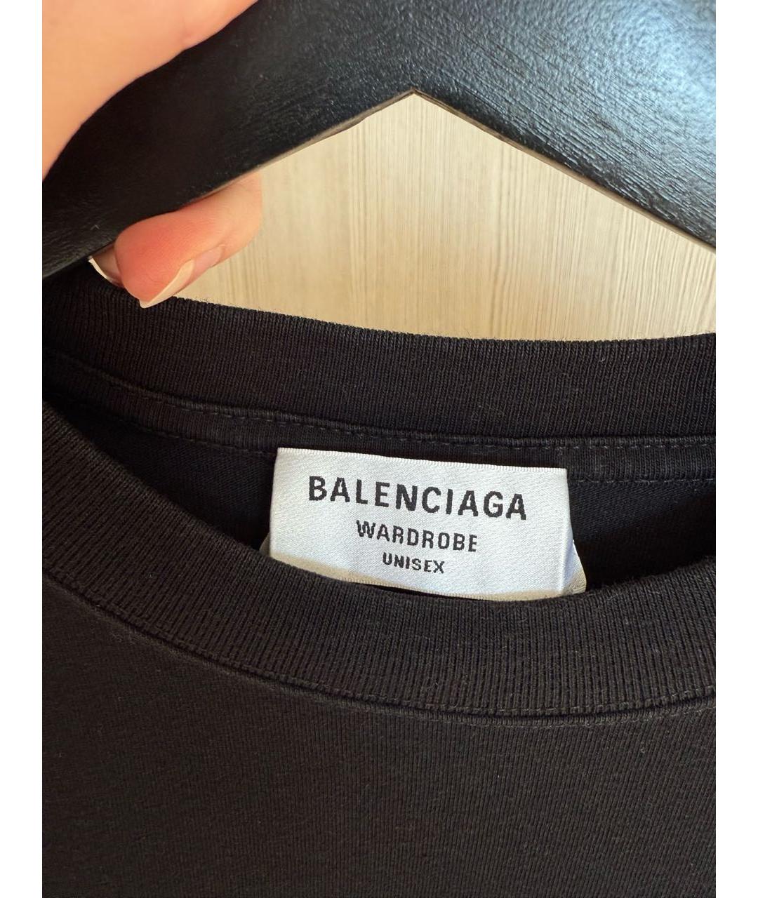 BALENCIAGA Черная хлопковая футболка, фото 3