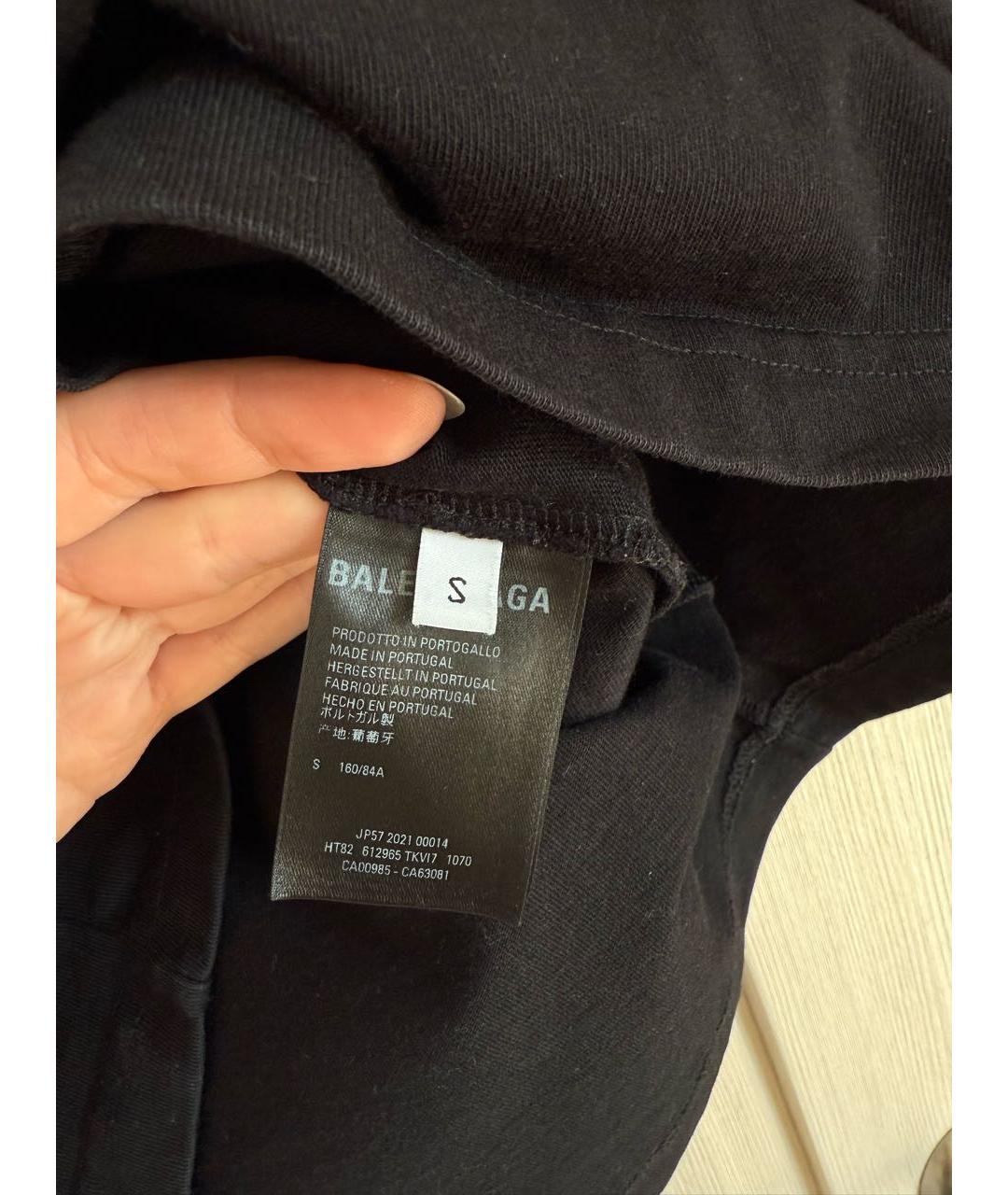 BALENCIAGA Черная хлопковая футболка, фото 4