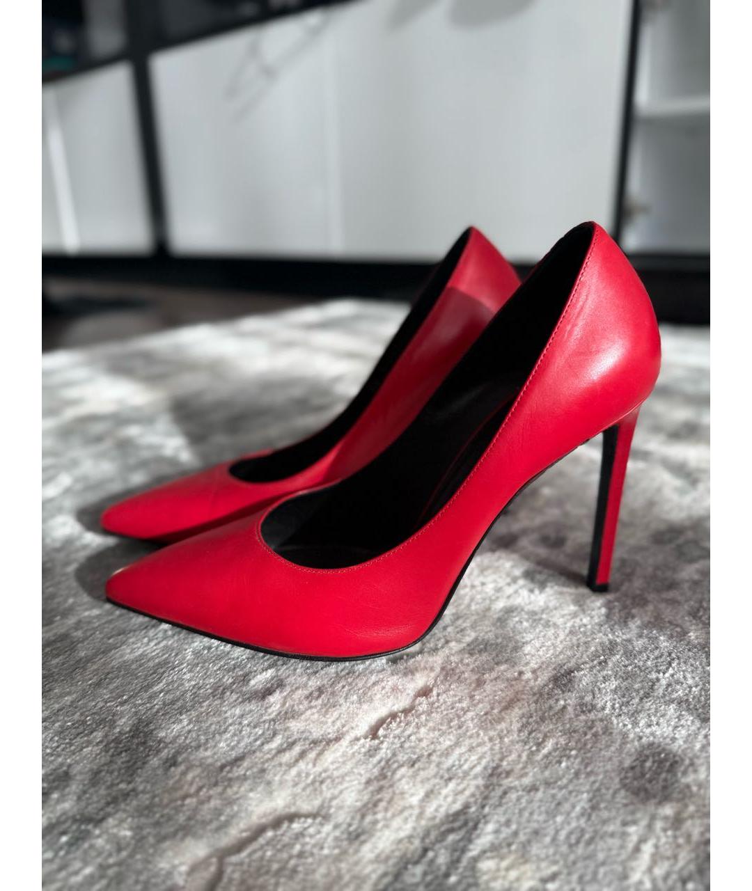 SAINT LAURENT Красные кожаные туфли, фото 3